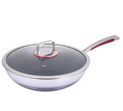 Wok Inoksi 32cm 3 Shtresa Jo-Ngjitës Hexagonal