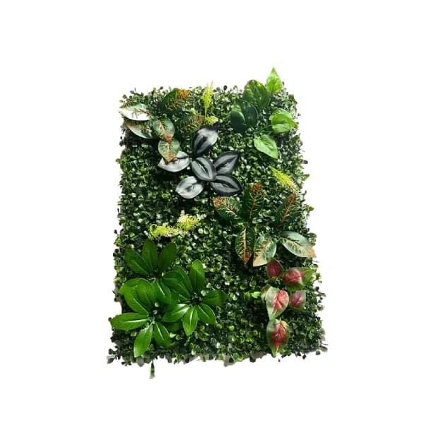 Panel Muri Bari Artificial me Bimë Dekorative të Miksuara – 60×40 cm, Pamje Super Realiste