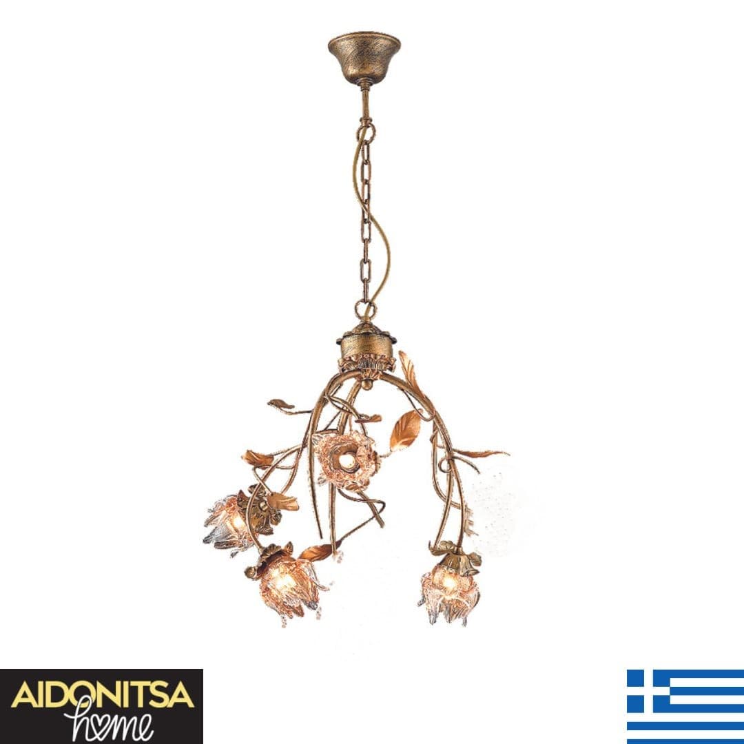 Abazhur Tavani Bronx Qelqi Murano F1353 Me 4 Llampa G9 LED