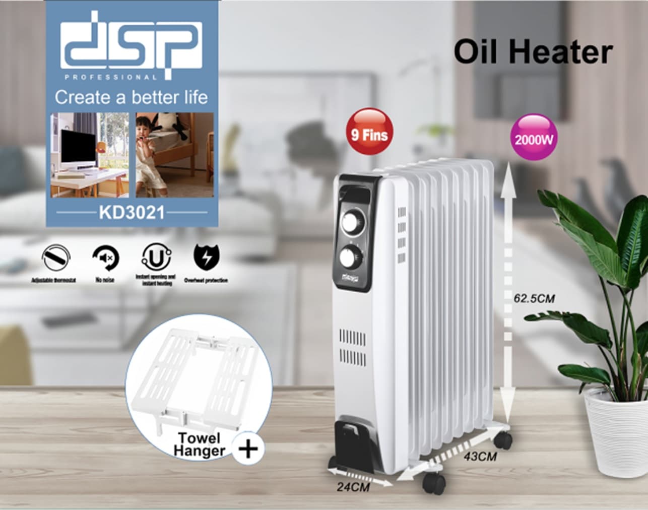 Kalorifer me Vaj 2000W KD3021 DSP Professional