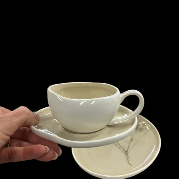 Filxhan Porcelani me Pjatë të Punuar me Dorë | Elegancë për Kafe & Çaj