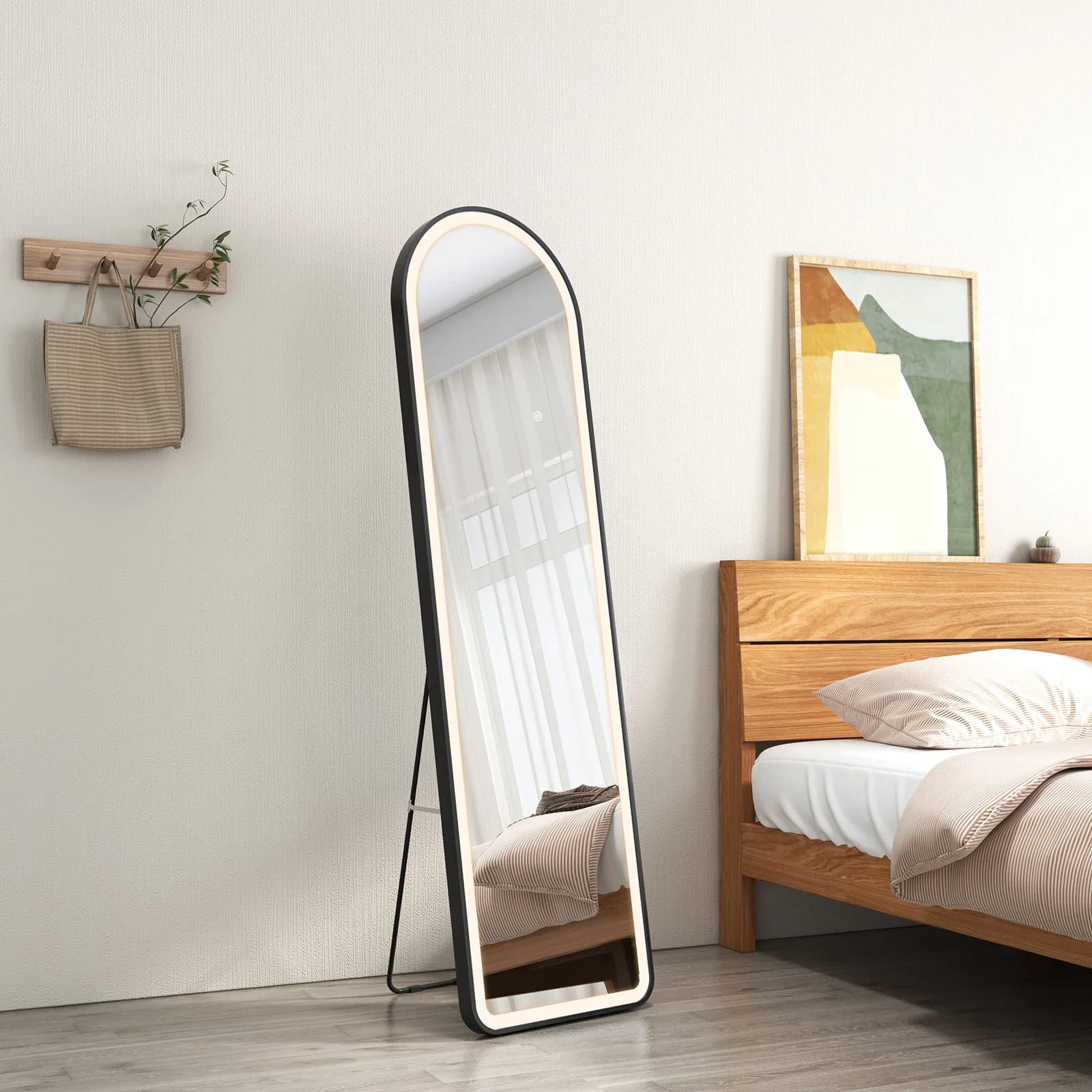 Pasqyrë me LED e Zezë 170 × 50 cm