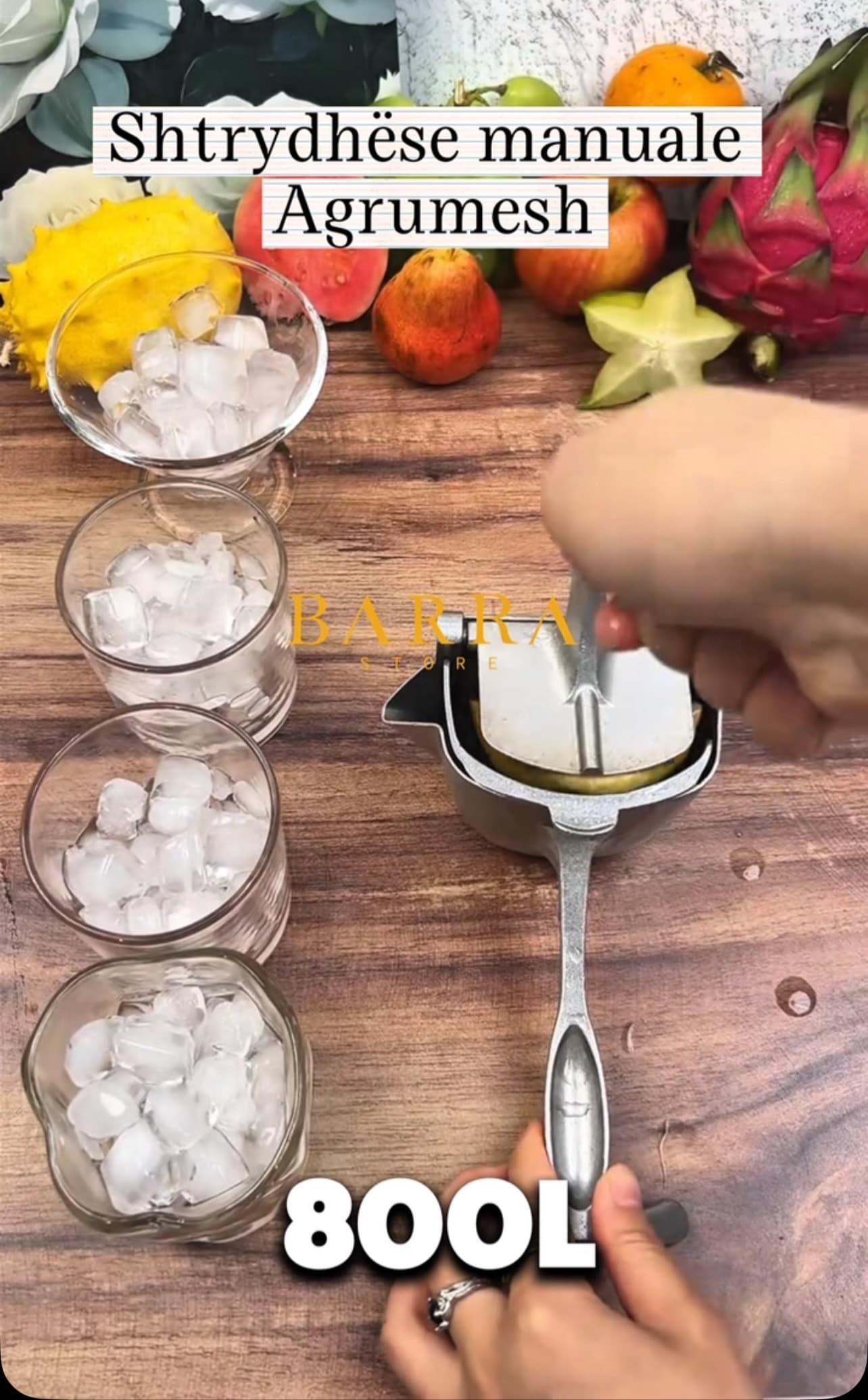 Shtrydhëse manuale agrumesh me dorezë shtypëse