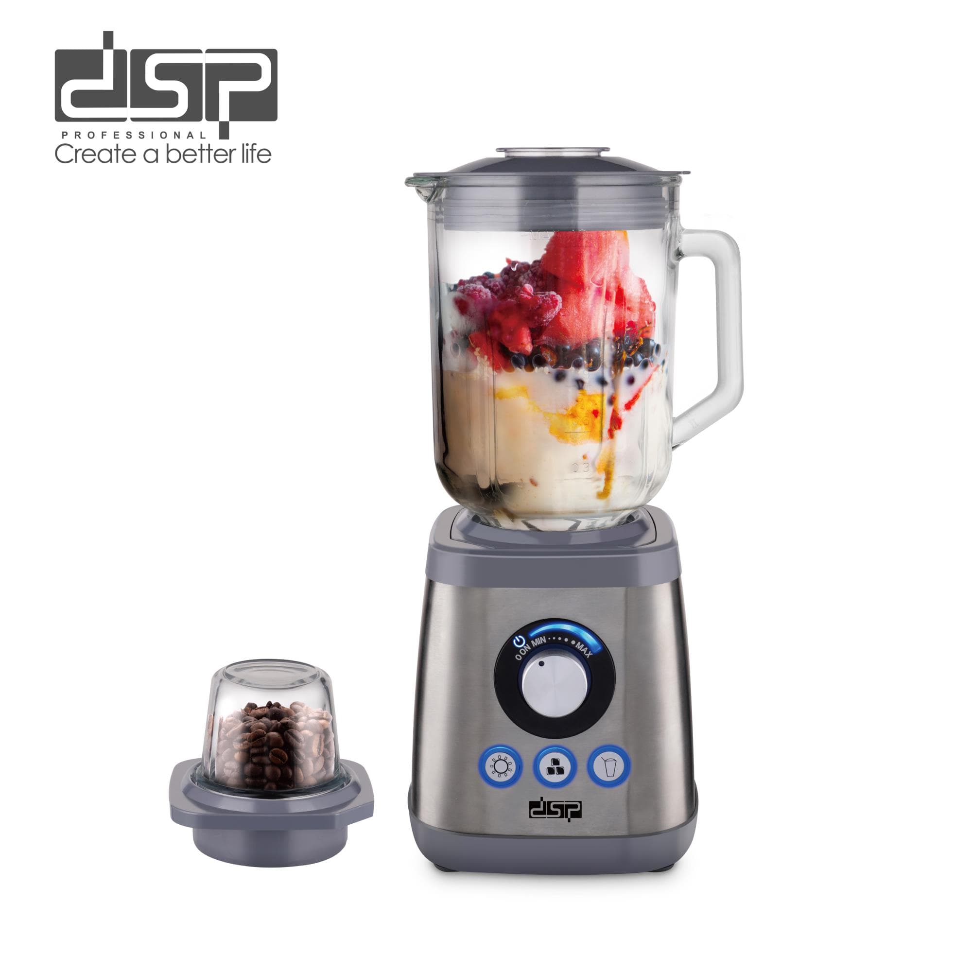 Blender dhe Bluajtës Farash 2 në 1 DSP KJ2198 – Fuqi, Shpejtësi dhe Multifunksionalitet në Kuzhinë
