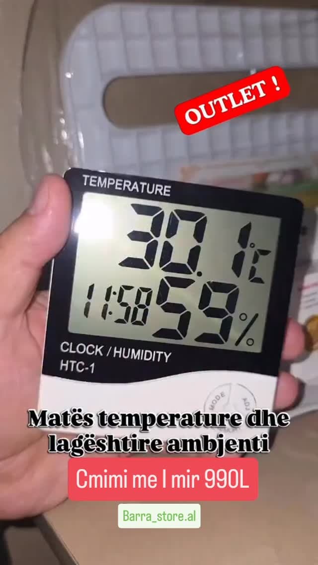 Matës dixhital temperature dhe lagështie me orë