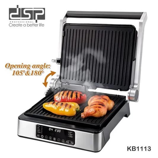 Grill Elektrik DSP KB1113 – 1800W, Inox, Me Panel Prekjeje dhe Hapur 180°