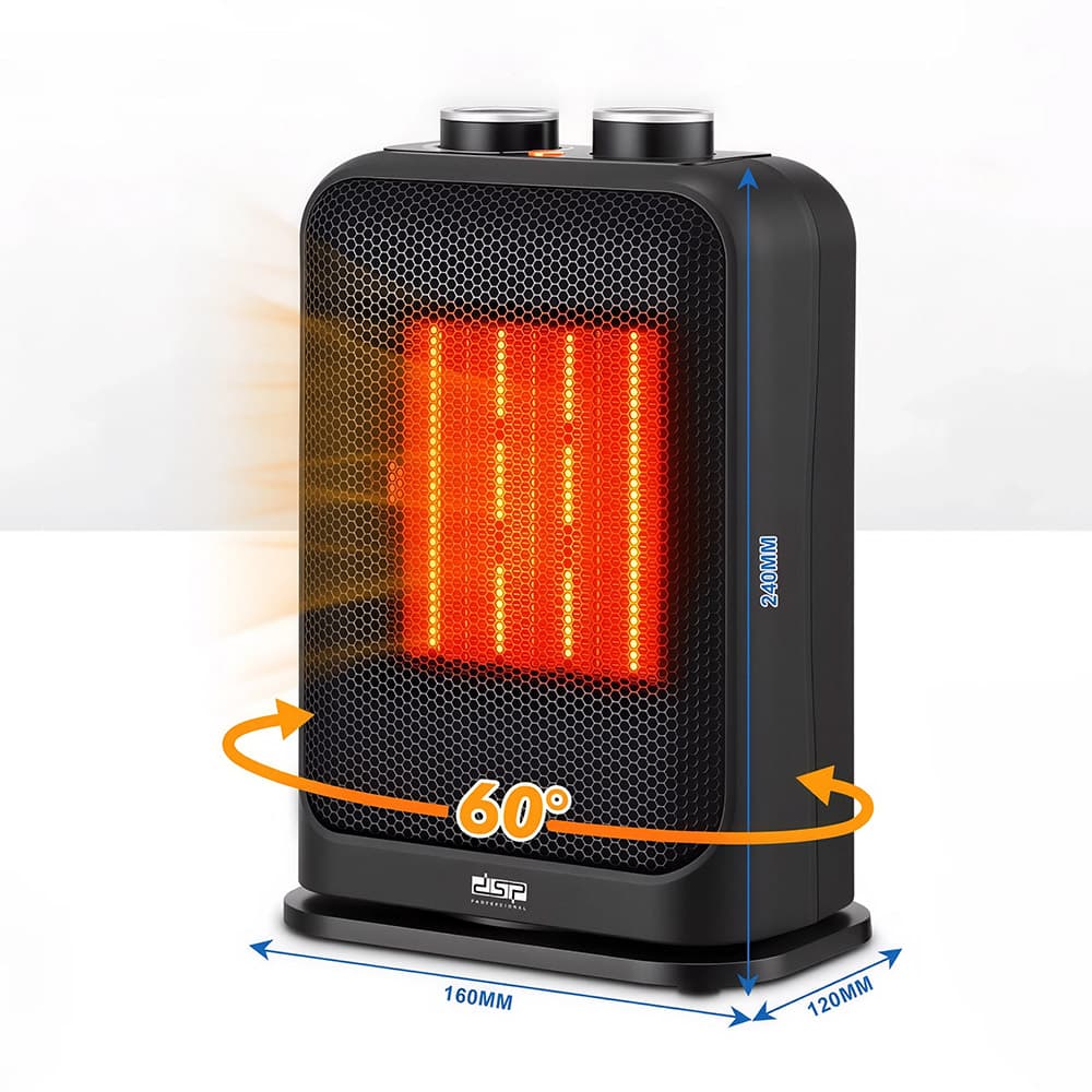 Ngrohës PTC DSP KD3102 – 1500W, 60° Oscilim, Auto Shut-Off
