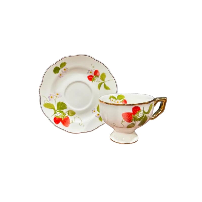 Filxhan Porcelani me Luleshtrydhe | Set Filxhani dhe Pjatë