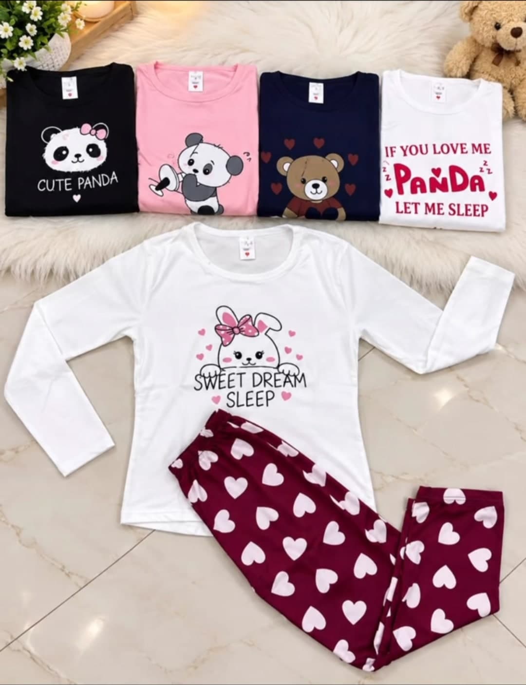 Pizhama me printime panda dhe arush