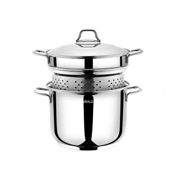 Tenxhere me Kullesë 22cm VIVALDI 6L – Çelik Inox 18/10, Kapak, 2 në 1