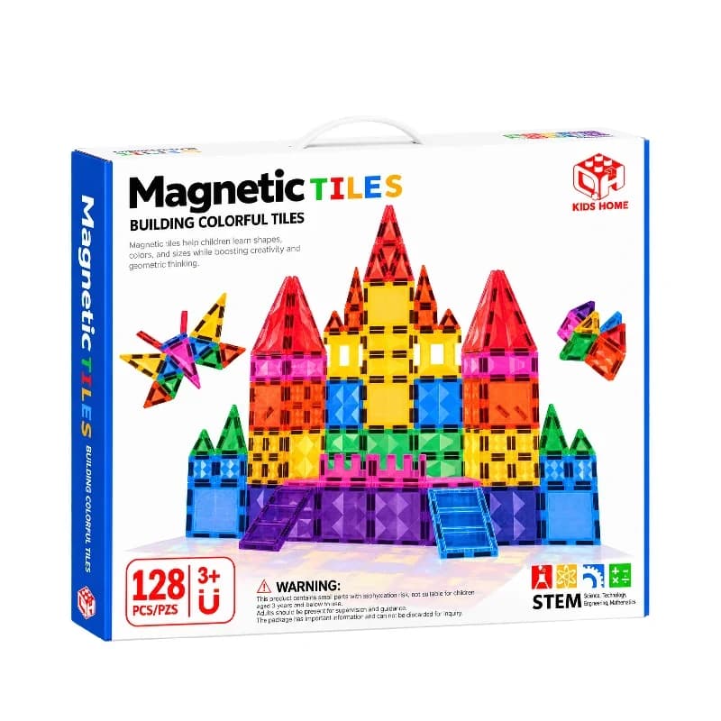 Set Magnetik Ndërtimi Magnetic Tiles – 128 Pjesë