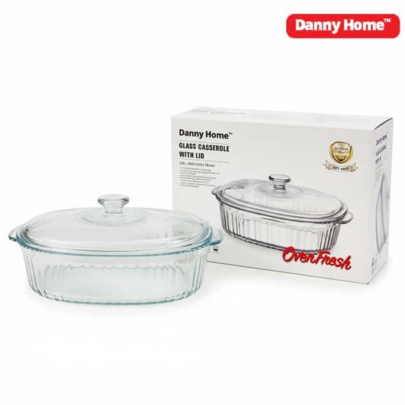 Tavë Pjekjeje Qelqi me Kapak Danny Home | Tavë Furre Rezistente ndaj Nxehtësisë
