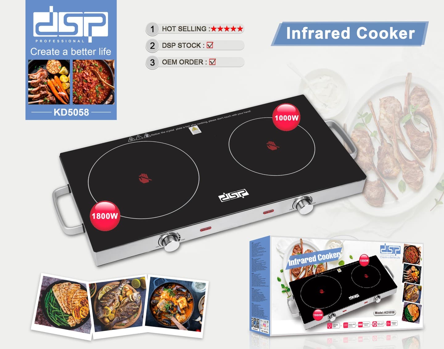 Pjanure Infrared Per Cdo Ene 1000W/1800W KD5058 DSP