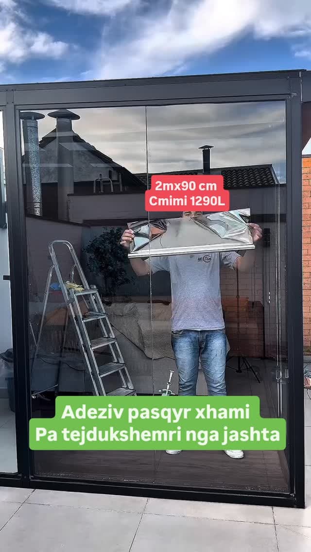 Film pasqyrë për xhama (privatësi), 2 m × 90 cm, gri