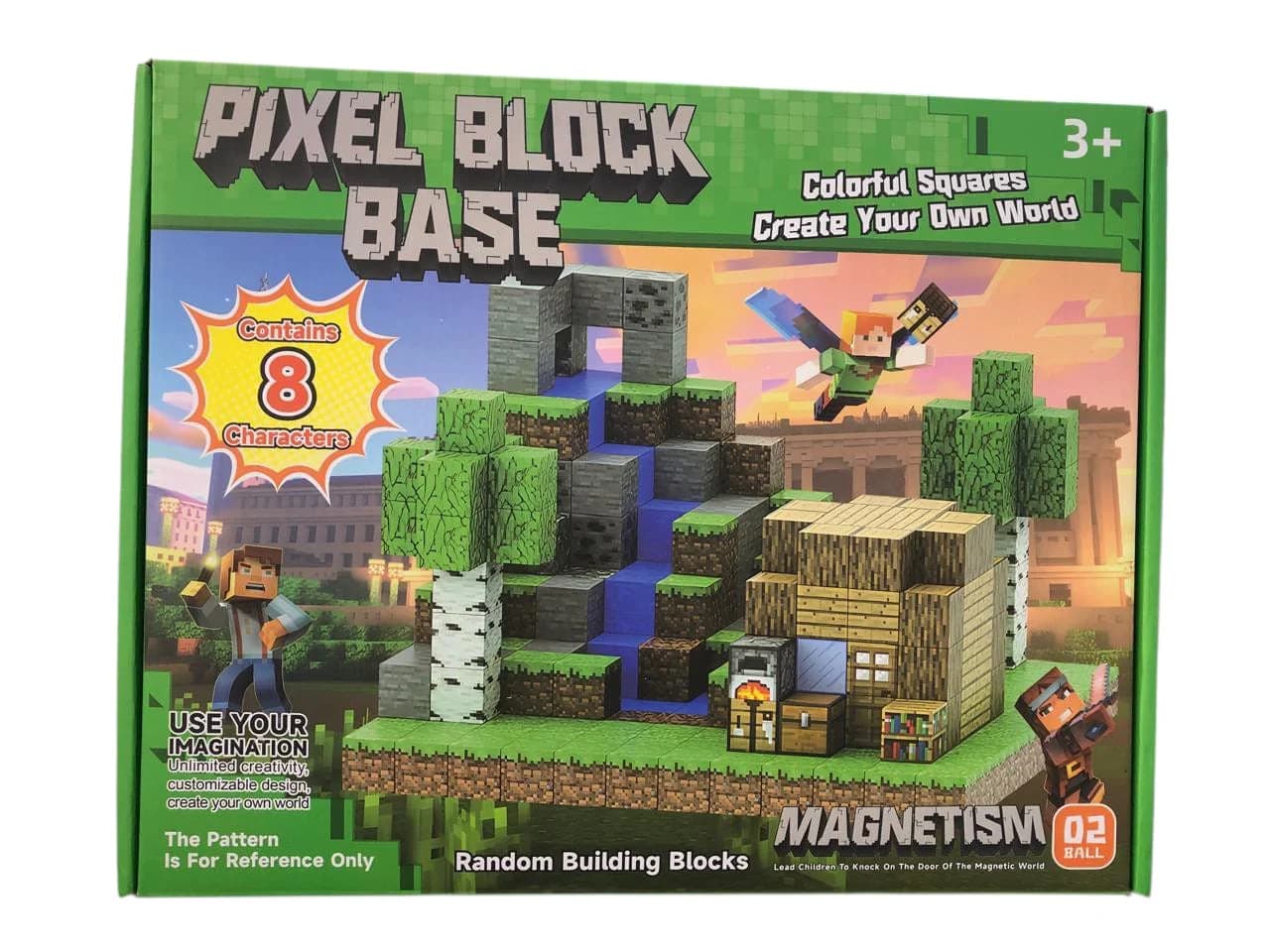 Set Blloqesh Magnetike Pixel Block Base me 8 Karaktere