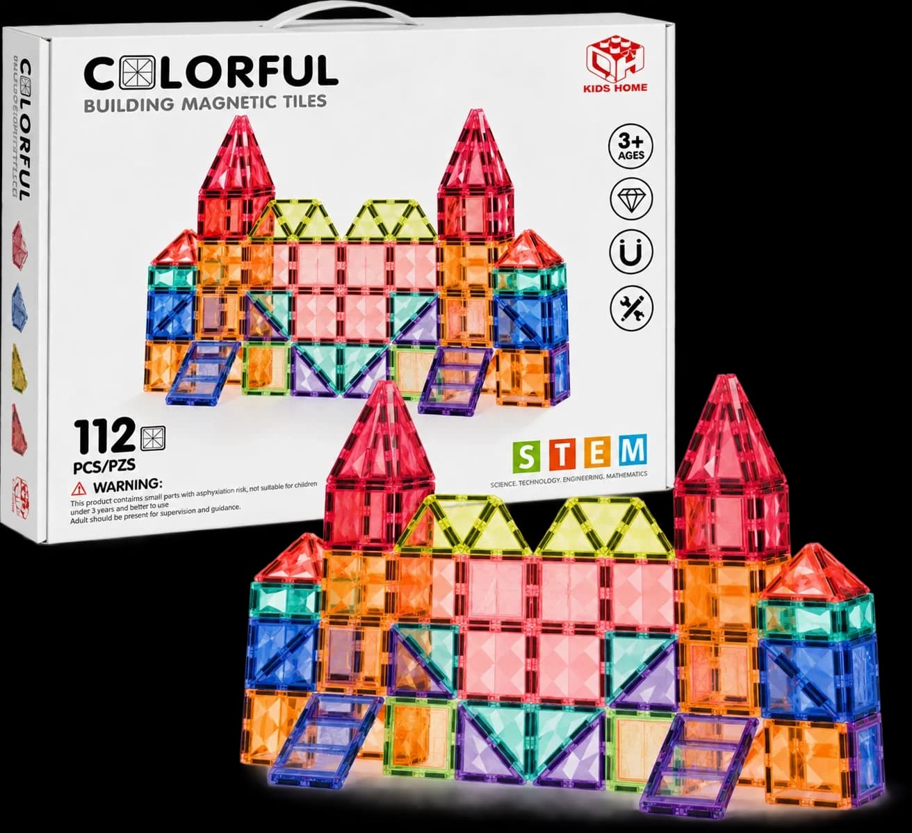 Set Magnetik Ndërtimi Colorful STEM – 112 Pjesë