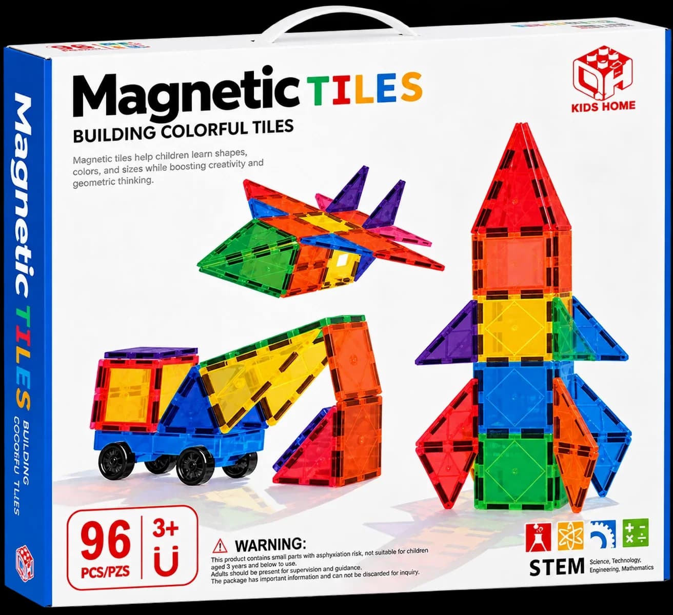 Set Magnetik Ndërtimi Magnetic Tiles – 96 Pjesë