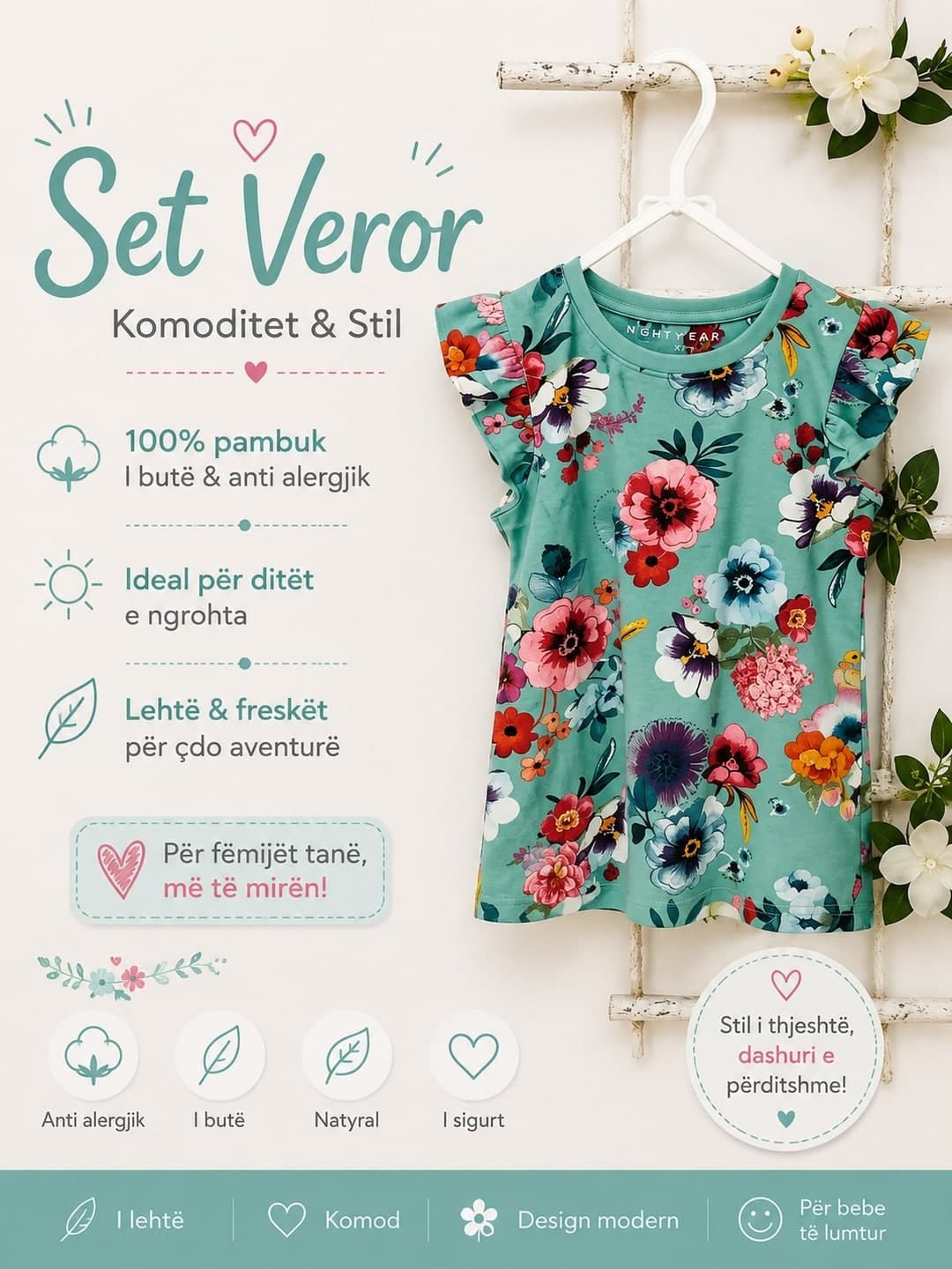 Fustan veror me lule shumëngjyrëshe